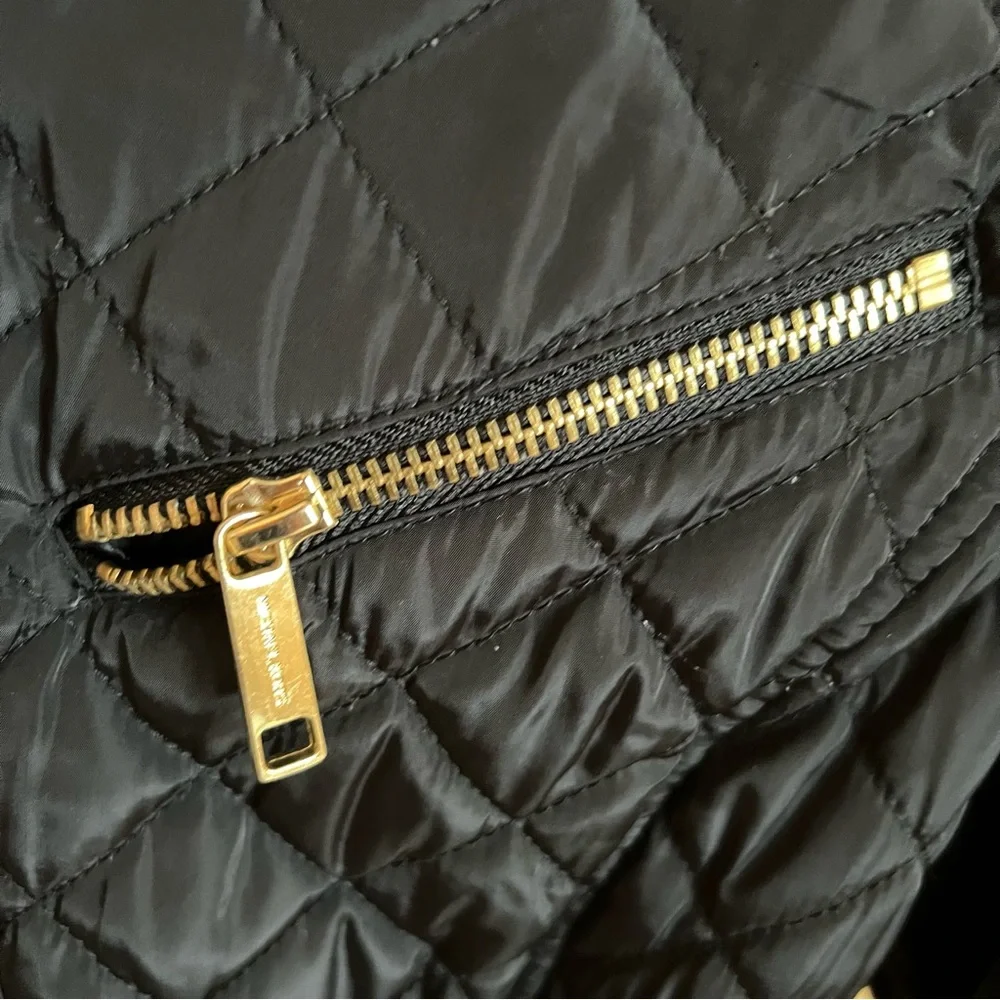 Michael Kors Women’s Quilted Belted Coat Black  size L